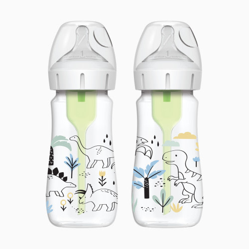 Dr. Brown's Anti-colic Options+ Wide-Neck Baby Bottle, 5oz (2 Pack) - Dino Designs, 9 Oz