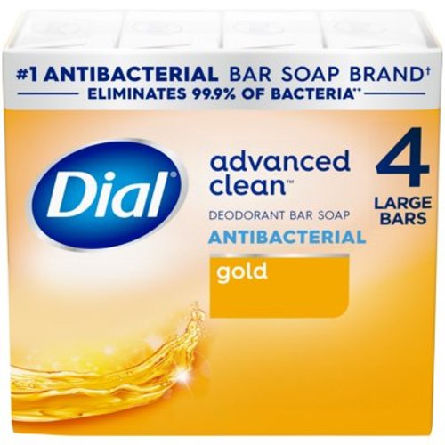 Dial Antibacterial Deodorant Bar Soap, Advanced Clean, Gold, 4 oz, (4 Pack of 4 Bars)