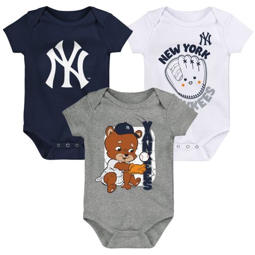 Newborn & Infant New York Yankees Navy/White/Gray Change Up 3-Pack Bodysuit Set