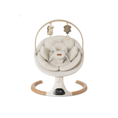 Baby Swings for Infants, Monamii Baby Swing, Infant Swing with 5 Speeds, 10 Lullabies, Electric Swing for Baby, Indoor & Outdoor Use (Beige)