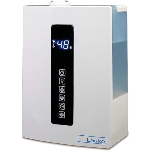 Lasko UH300 Warm and Cool Mist Humidifier with Humidistat and Timer, Quiet, Soothing Ultrasonic Dual Mist Humidifiers for Baby Nursery, Bedroom, Kids, Large Room and Home, 4.9L Tank, No Filter