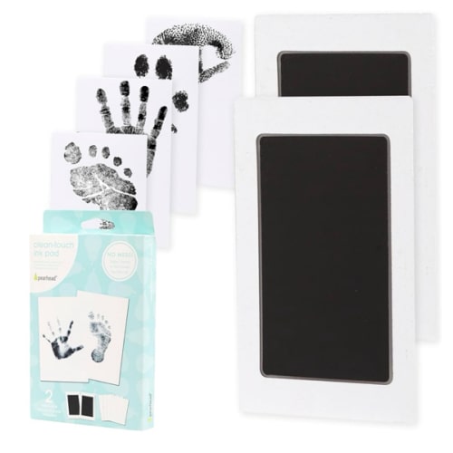 Pearhead Newborn Baby Handprint and Footprint Kit - No Mess Clean-Touch Ink Pad with Impression Cards, Safe for Skin, Perfect Keepsake for Family, Acid-Free, Black, Pack of 2