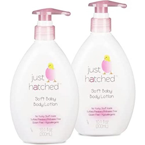 Just Hatched Soft Baby Body Lotion Multi-Pack - Lightweight, Soothing Moisturizer, Cozy Yummy Fragrance, Made with Essential Oils, No Yucky Stuff & Harsh Ingredients, 10.1 fl oz (2 Pack)
