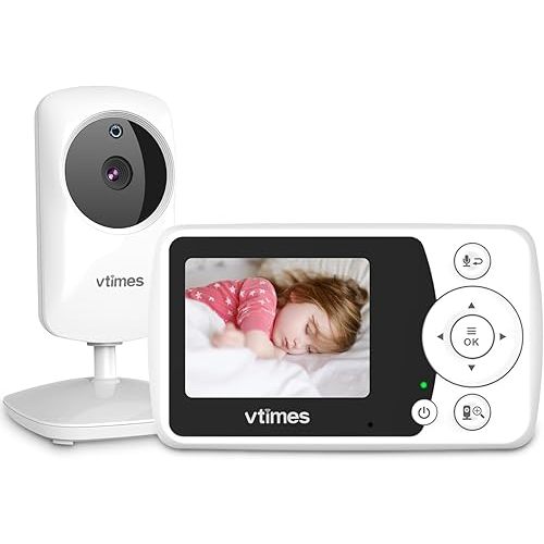 Baby Monitor with Camera and Audio, Video Baby Monitor No WiFi Night Vision, 2.4" LCD Screen Portable Baby Camera VOX Mode Pan-Tilt-Zoom Alarm and 1000ft Range, Ideal for Baby/Elderly/Pet