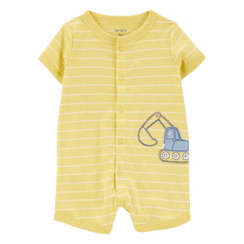 Baby Construction Striped Cotton Short-Sleeve Romper - Yellow - Carter's | Carter's