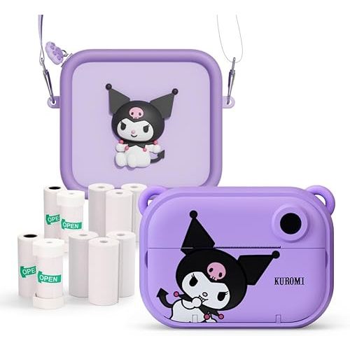 Bundle Kuromi Instant Print Digital Camera, Kuromi Bag, 2 Print Refill Sets - Model P by Kidamento