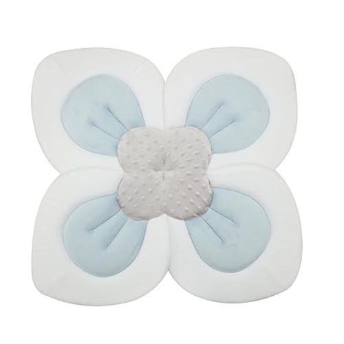 PandaEar Baby Bath Pad for Infant Newborn | Soft Flower Petals for Sink Bathtub Essentials Shower Gift (Blue)