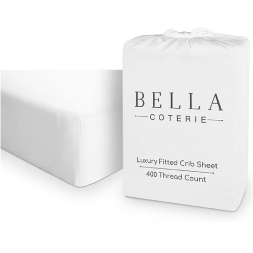 Bella Coterie Luxury Bamboo Crib Sheet | Organically Grown | Ultra Soft | Cooling for Better Sleep | Deep Pocket Fitted Sheet for Crib & Toddler Mattress | Viscose Made from Bamboo [White]