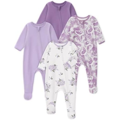 Looxii Baby Pajamas 100% Cotton Baby Sleepers for Newborn 0-3 3-6 6-9 Months Boys Girl Clothes 4pcs Footed PJs