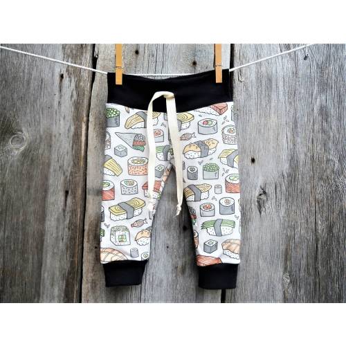Sushi baby clothes, organic baby clothes, gender neutral baby gift, organic baby leggings,winter baby clothes, baby joggers, cuff leggings