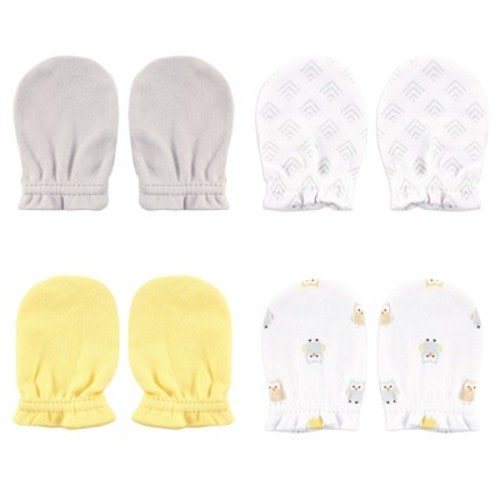 Luvable Friends Baby Cotton Scratch Mittens 4pk, Owl, One Size