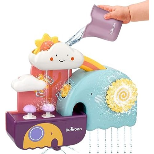 Baby Bath Toys, Fun Simple Physics Educational Bathtub Water Toy, Bath Time Fun Splash Toys for 1, 2, 3+ Year Old Boys Girls Toddlers, Safe Colorful Skin Friendly Waterwheel Bathing Toy