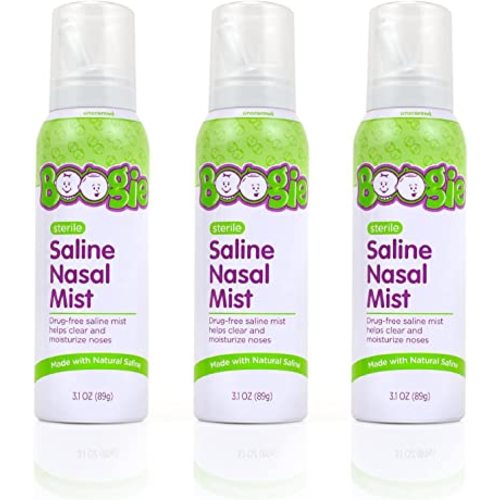 Boogie Baby Saline Nasal Spray Mist, Allergy Relief, Nasal Decongestant, FSA/HSA Eligible, Made with Natural Saline, Unscented, 3.1 Ounce (Pack of 3)