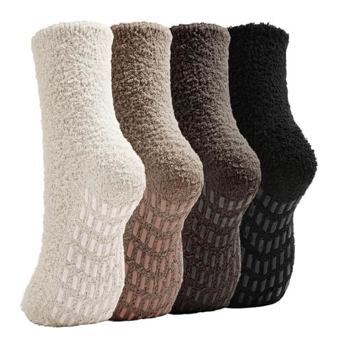 Slipper Socks for Women Men Grip Hospital Socks with Grips Fuzzy Non Slip Warm Womens Gifts
