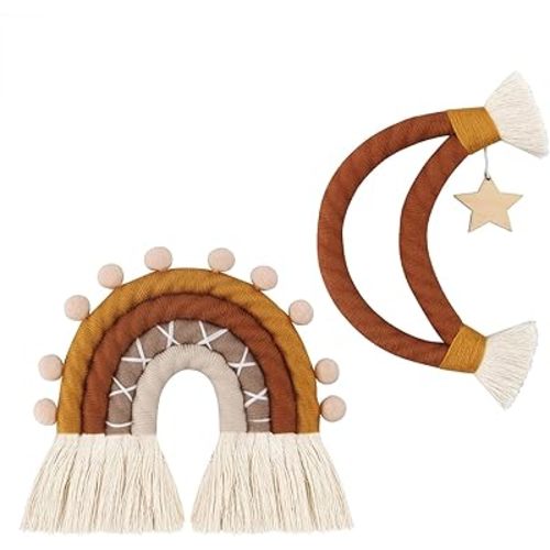 Handmade Macrame Rainbow Wall Decor for Nursery Kids Room Home Decor