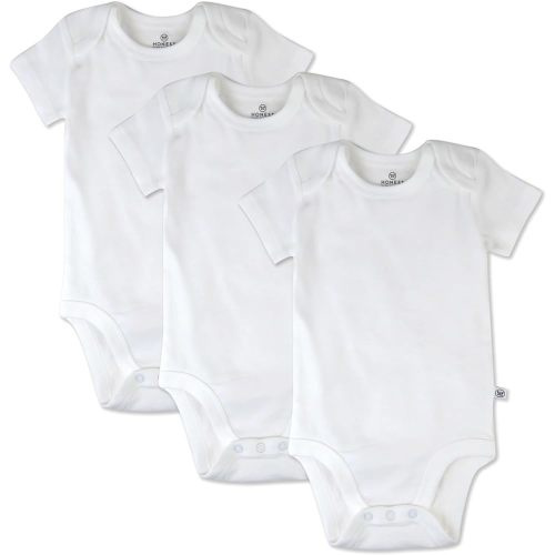 HonestBaby unisex-baby 3-pack Short Sleeve Bodysuits One-piece 100% Organic Cotton for Infant Baby Boys, Girls, Unisex