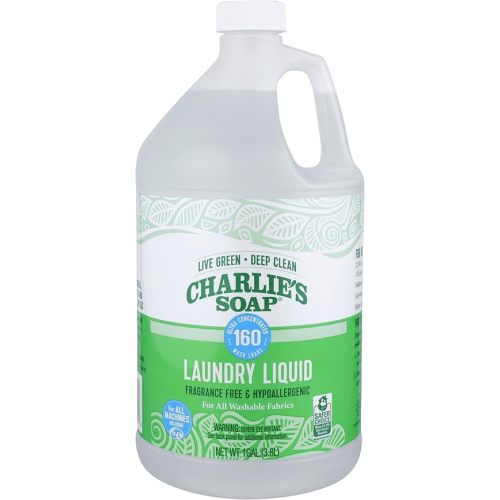 Charlie’s Soap Laundry Liquid (160 Loads, 1 Pack) Natural Deep Cleaning Hypoallergenic Laundry Detergent – Eco-Friendly, Safe and Effective - 1 Gallon (Pack of 1) - Standard Packaging