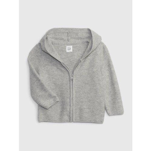 Baby CashSoft Zip Sweater in grey, size: 0-3 M