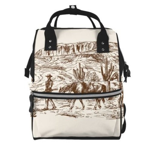 Defioc Western Desert Cowboys2 for Baby Diaper Bag Backpack - Baby Bag for Boys & Girls - Diaper Backpack - Large Travel Diaper Bags- Baby Registry Search & Shower Gifts