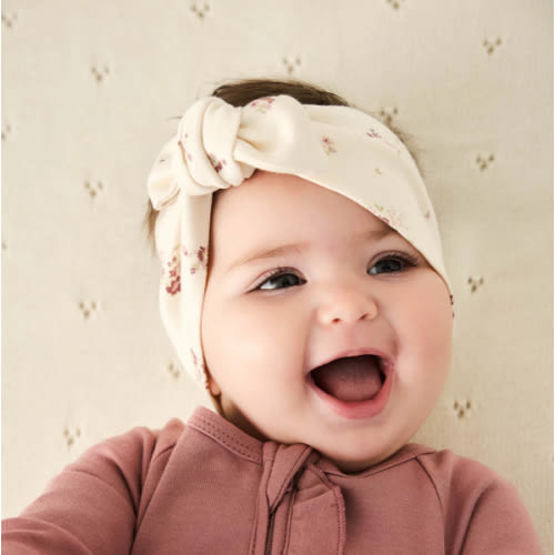Organic Cotton Headband - Lauren Floral Tofu – Jamie Kay USA