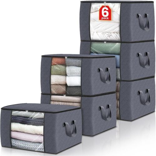 Maison 6 Pack Clothes Storage Bins Foldable Closet Organizers Storage Containers with Reinforced Handle