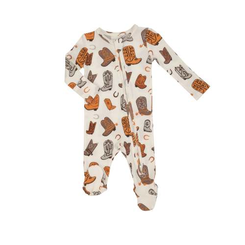 2 Way Zipper Footie - Brown Boots