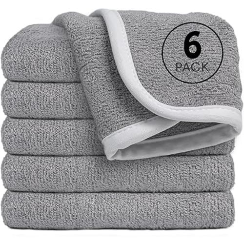 Reusable Organic Baby Washcloths Set: 6 Packs 10 * 10 Ultra Soft Wash Cloth Viscose from Bamboo Absorbent Infant Newborn Bath Face Towel Gentle for Delicate Skin Boys Girl (Gray)