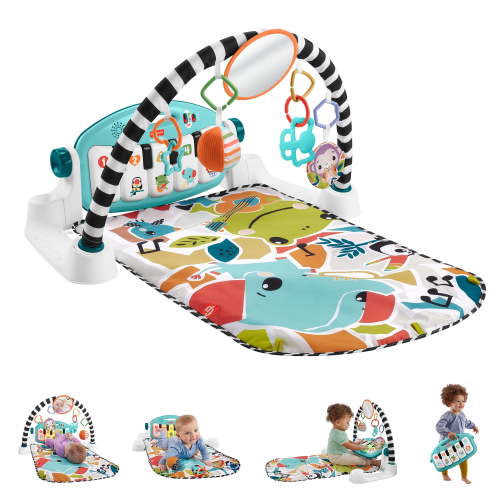 Fisher-Price Glow and Grow Kick & Play Piano Gym Baby Infant Playmat with Musical Learning Toy, Blue