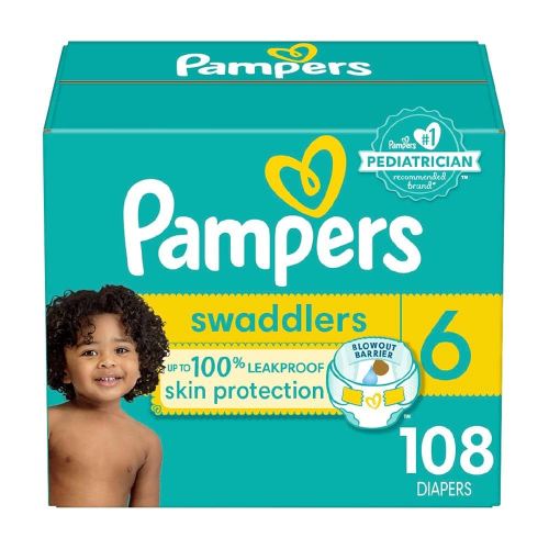 Pampers Baby Diapers - Swaddlers - Size 6, 108 Count, Ultra Absorbent Disposable Infant Diaper