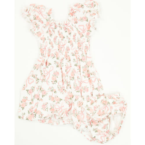 Angel Dear Infant Girls' Ribbons and Flowers Puff Sleeve Dress | Boot Barn