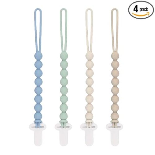 Pacifier Clips Baby Boy - MORIBOX 4 Pack Paci Clip Soothie Baby Binky Holder for Shower Birthday Gift
