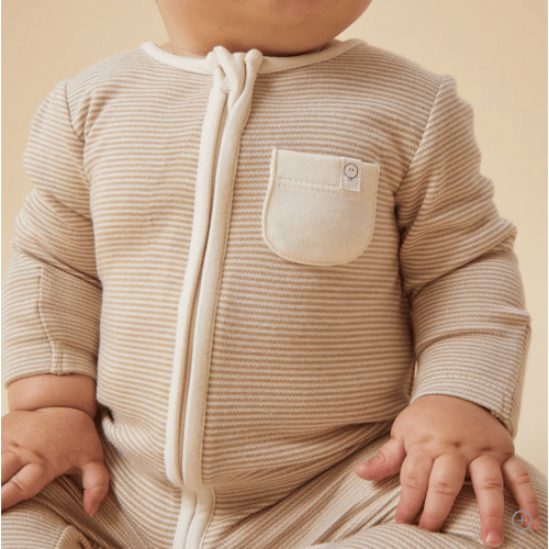 Clever Zip Sleepsuit Oatmeal Stripe / 3-6M