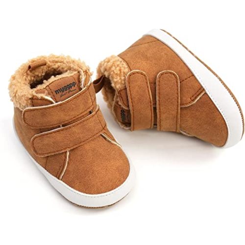 HsdsBebe Baby Ankle Boots Infant Boys Girls Fleece Booties Anti-Slip Rubber Sole Sneakers Toddler Newborn Walking Crib Shoes