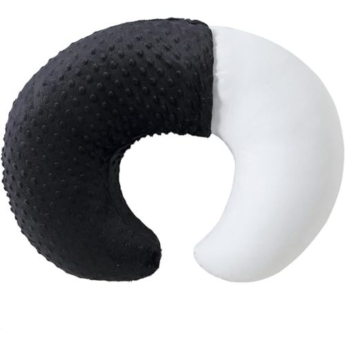 Baby Nursing Pillow and Body Positioner with Premium Slipcover for Breastfeeding for Baby Boys and Girls, Feeding Pillow with Breathable Comfortable Pillowcase (Black)