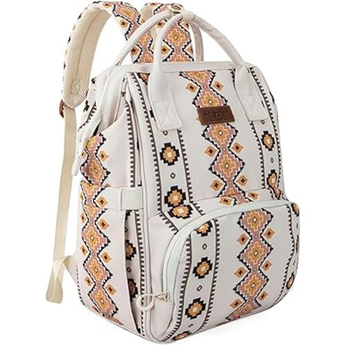 Wrangler Aztec Backpack Organized Daypack Travel Baby Bag with Stroller Strap and Side Bottle Pockets WG2204-9110TN