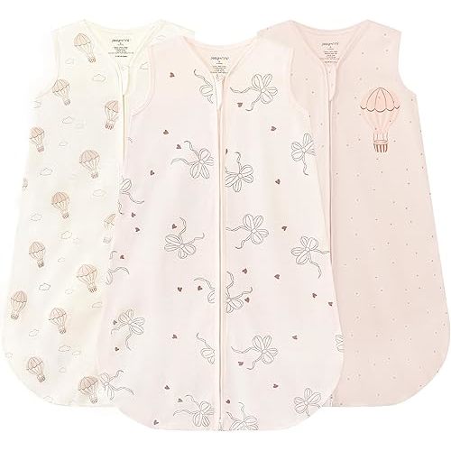 JELLYMONI Baby Sleep Sack 0-6 Months, 100% Cotton 3 Pack 0.5 TOG Baby Wearable Blanket Infant Sleep Sack with 2-Way Zipper Newborn Sleep Sacks