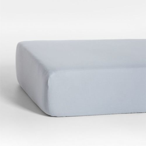 Supersoft Mist Blue Organic Cotton Gauze Baby Crib Fitted Sheet