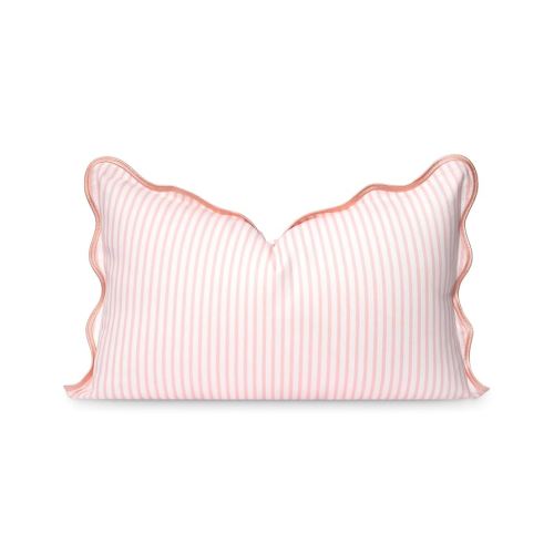 Amazon.com: Hofdeco Premium Coastal Patio Indoor Outdoor Scalloped Lumbar Pillow Cover Only, 12"x20" Water Repellent for Backyard, Couch, Blush Pink Print Stripes : Patio, Lawn & Garden