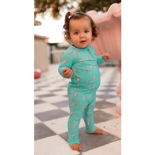 3-6 month Infant Romper in Neon Bolts