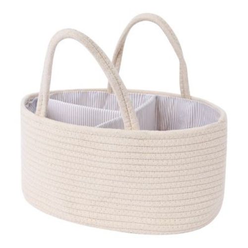 Unique Bargains Handcrafted Odorless Cotton Rope Storage Basket with Handles and Divider 1 Pack