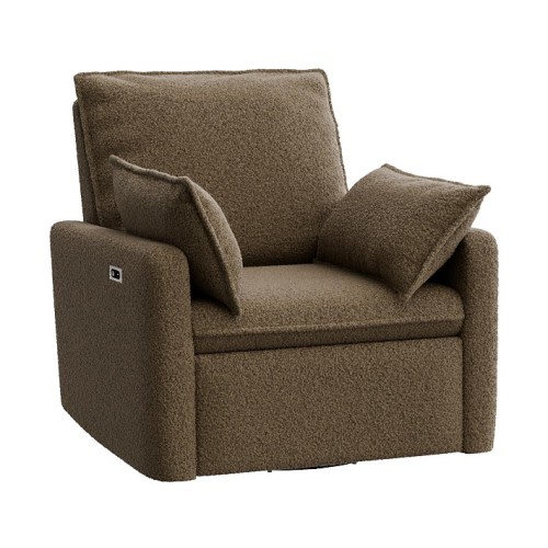 Paxton Pillow Power Recliner Teddy Faux Fur Mushroom
