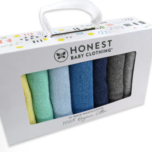 10-Pack Organic Cotton Baby-Terry Wash Cloths, Bright White | Honest Baby Clothing