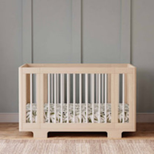 babyletto Yuzu 8-in-1 Convertible Crib with All-Stages Conversion Kits - Washed Natural / White