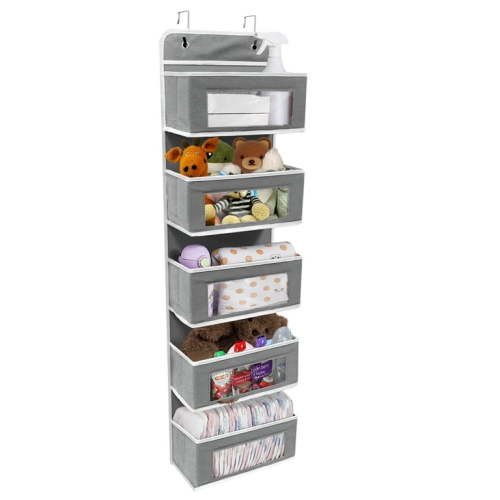 Kusmil Over Door Hanging Organizer 5 Pockets Wall Closet Hanging Storage Bag for Pantry Baby Nursery Bathroom