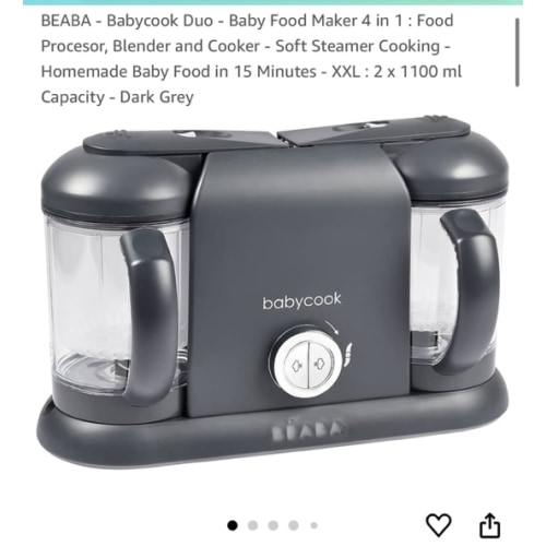 BEABA - Babycook Duo - Baby Food Maker 4 in 1 : Food Procesor, Blender and Cooker