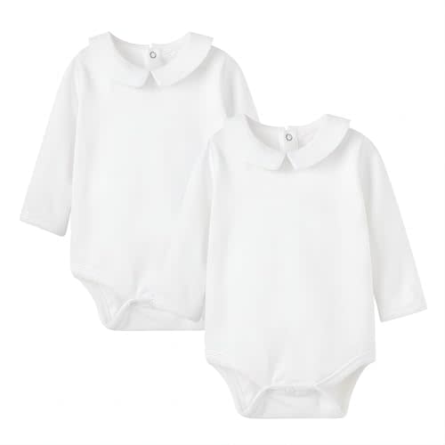 pureborn Baby Romper Bodysuits 2-Pack Unisex Soft Cotton One-Piece Outfit for Infant Boys Girls 0-24 Months