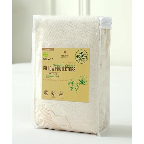 Deluxe Organic Cotton Pillow Protectors, 2 Pack (Standard)