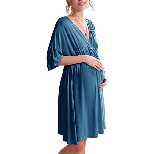 Ekouaer 3 in 1 Labor/Delivery/Hospital Gown Maternity Dress Nursing Nightgown Sleepwear for Breastfeeding