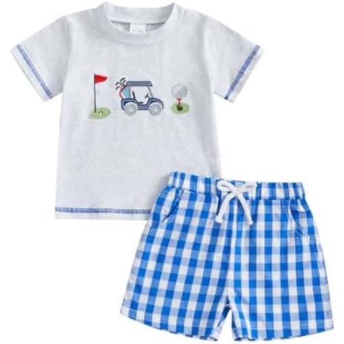 Toddler Baby Boy Masters Golf Outfit Short Sleeve Funny Letter Print T Shirts + Shorts Set Infant Summer Clothes