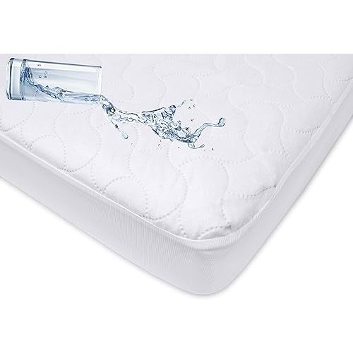 American Baby Company Waterproof Fitted Crib and Toddler Mattress Protector, Quilted and Noiseless Crib & Toddler Mattress Pad Cover, White, 52"x28"x9"